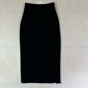 Vintage A. Byer Black Front Side Split Midi Pencil Skirt